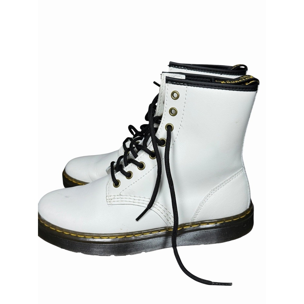 Dr Martens Zavala White Leather Combat Boots Women's‎ 8 Lace Up 1460 Style